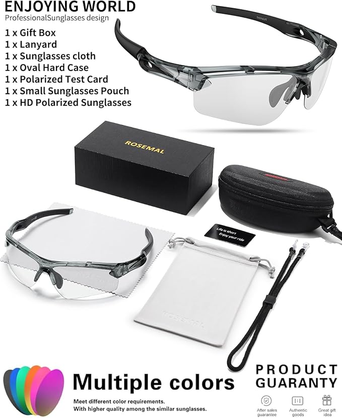 Polarized Sports Sunglasses for Men Women,UV400 Protection Sunglass for Running Cycling Fishing Hiking TR90-StrideForce Fitness