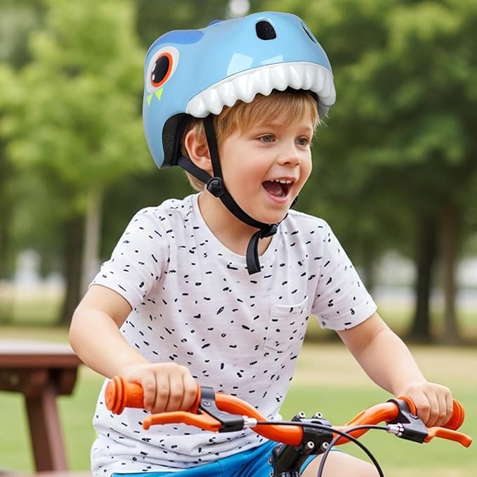 Dinosaur Bike Helmet for 1-3-5-8 Toddler Baby Kids, Lightweight Bicycle Helmet for Cycling Skateboard Roller Skate & Multi-Sports,2 Sizes for Boys and Girls-StrideForce Fitness