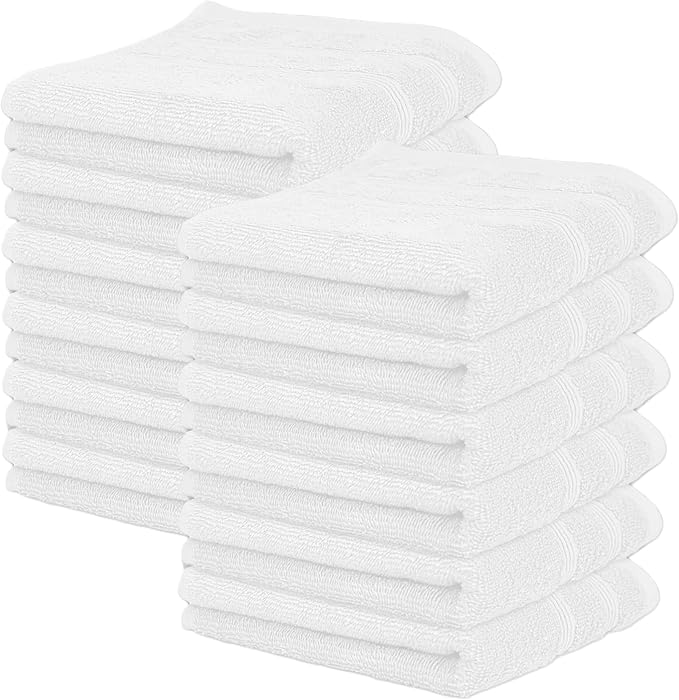 Kaufman - Premium Hand Towels Set for Bathroom, Spa, Gym, and Face Towel 100% Cotton Ring Spun, Ultra Soft Feel and Highly Absorbent Towels (12, White)-StrideForce Fitness