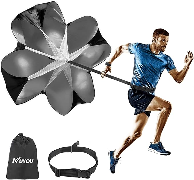 KUYOU Running Speed Training Speed Chute Resistance Parachute for Speed and Acceleration Training Fitness Explosive Power Training 56-Inch-StrideForce Fitness