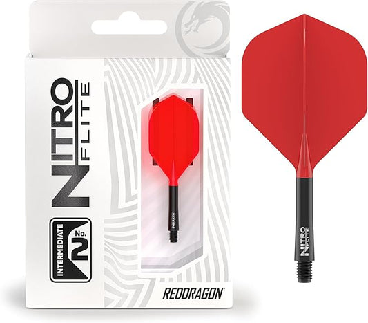 RED DRAGON Darts – Nitro Flite Integrated Flight & Shaft System – No.2 Shape and Design - Available in Short, Intermediate & Medium - Available in Variety of Colours - Professional Darts Accessories-StrideForce Fitness