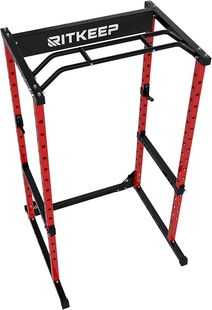 RitKeep Power Rack RMAX 2250 Multi-Function Power Cage for Strength Training - 1200lb Capacity Squat Rack with Multi-Grip Pull-Up Bar, Safety Bars, and J-Hook for Home Gym-StrideForce Fitness