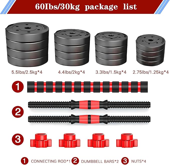 Adjustable-Dumbbells-Sets,Free Weights-Dumbbells Set of 2 Convertible To Barbell A Pair of Lightweight for Home Gym,Women and Men Equipment-StrideForce Fitness