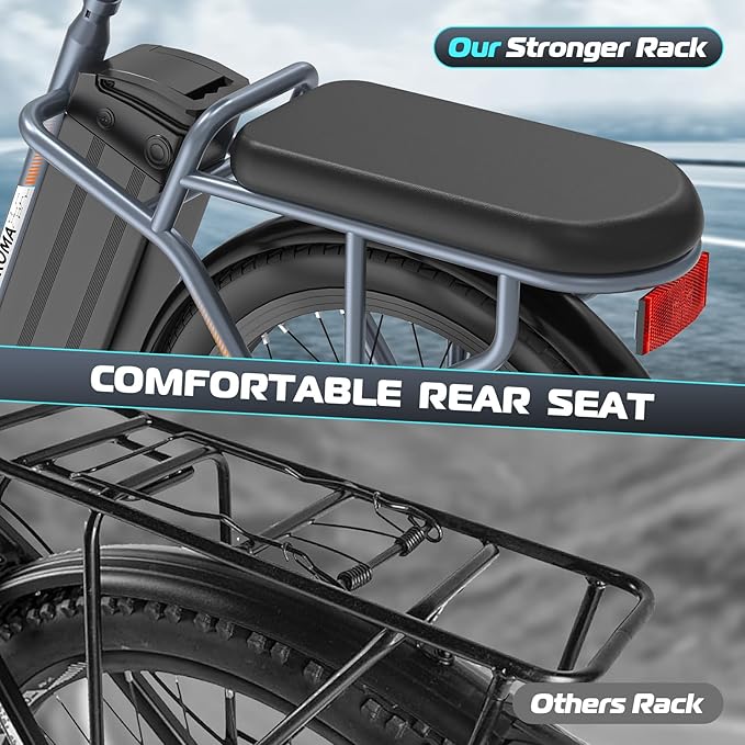 Caroma Electric Scooter with Seat, 48V Removable Battery E-Bike, Up to 30Miles&20MPH, 500/800/1200W Motor, 20" Fat Tire Adult Electric Bicycles for Commuting with Basket-StrideForce Fitness