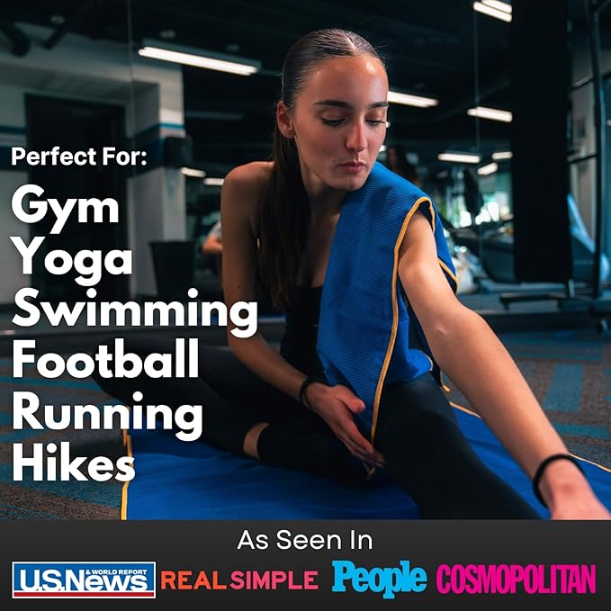 ECCOSOPHY Microfiber Beach Towel – Quick Dry Gym Towel, Highly Absorbent with Ribbed Texture, Lightweight – Ideal for Travel, Pool, Yoga, Fitness & Outdoor Adventures – 40x20 Navy-StrideForce Fitness