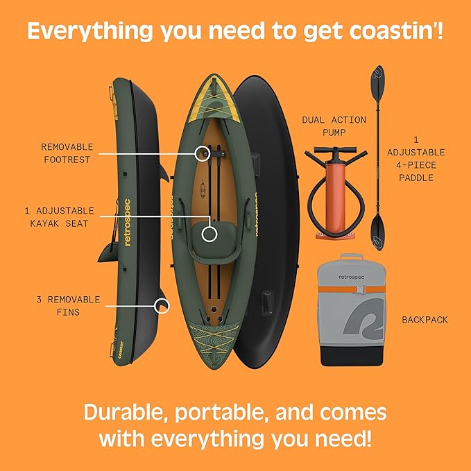 Retrospec Coaster Single & Tandem Inflatable Kayak-StrideForce Fitness