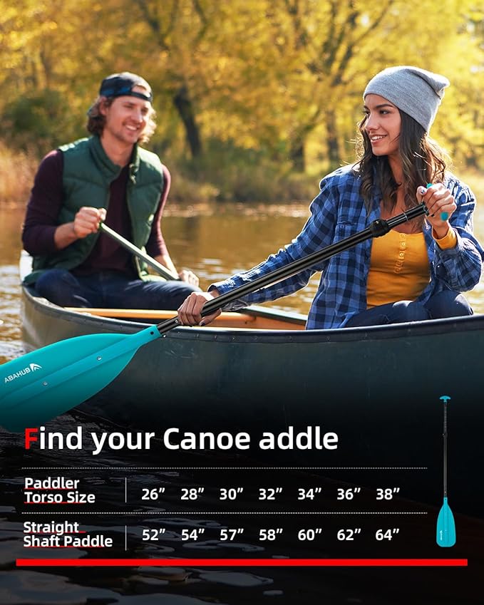 Abahub Adjustable Canoe Paddle Aluminum Shaft, 4'3''-5'3''/130cm-160cm, Floatable Oar for Canoeing Boating Kayaking-StrideForce Fitness