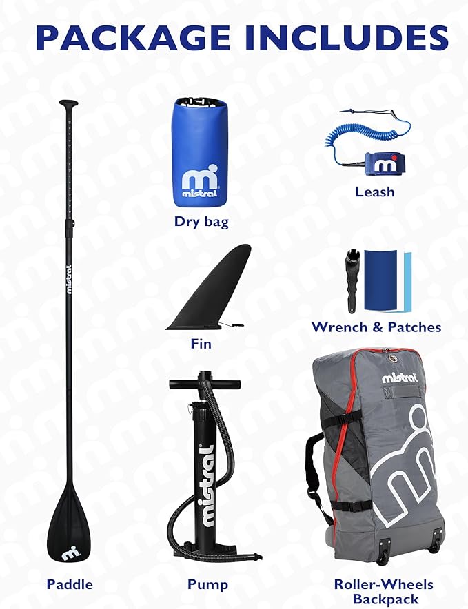 Mistral Stand Up Inflatable Paddle Board Racing & Touring Board 13'2"/ 14' Race Board, Backpack with Wheels, Durable ISUP for Youth & Adult, w/Premium SUP Accessories-StrideForce Fitness