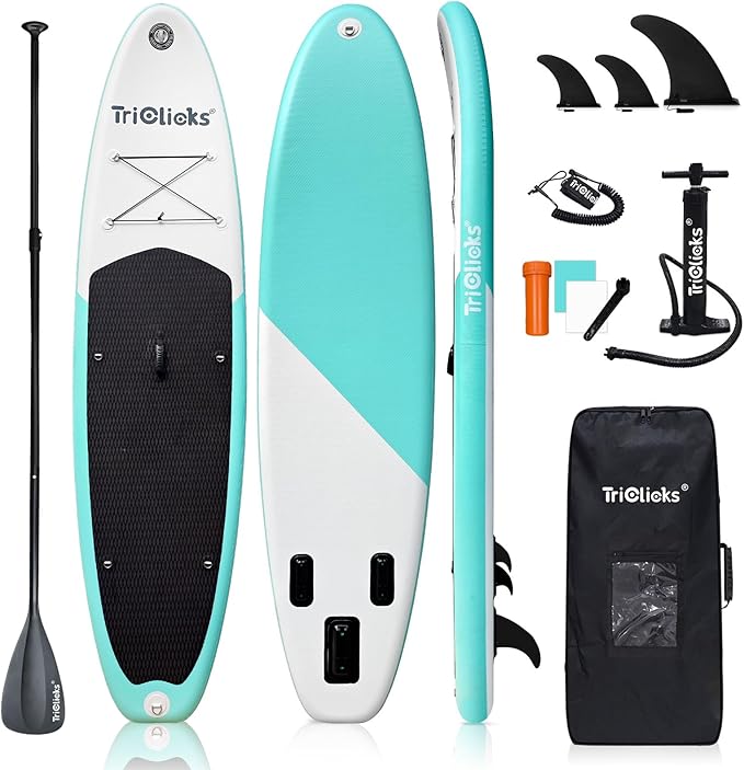 10' Inflatable Stand Up Paddle Board, Ultra-Light Wide Yoga Board for All Skill Levels with Premium SUP Paddleboard Accessories, 84L Waterproof Bag, Non-Slip Comfort Deck for Youth & Adults-StrideForce Fitness