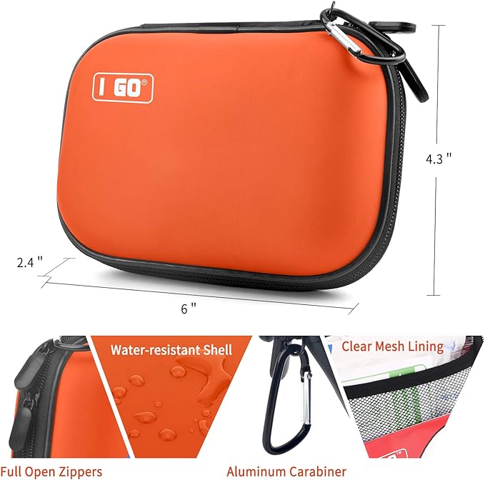 I GO 85 Pieces Hard Shell Mini Compact First Aid Kit, Small Personal Emergency Survival Kit for Travel Hiking Camping Backpacking Hunting Marine Car-StrideForce Fitness