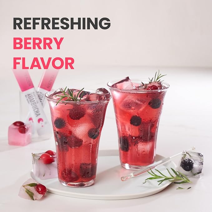 TEAZEN Berry Kombucha Tea, Hydration Drink Mix, Sugar Free, Live Probiotics & Prebiotics, 30 Sticks, 5.29oz-StrideForce Fitness