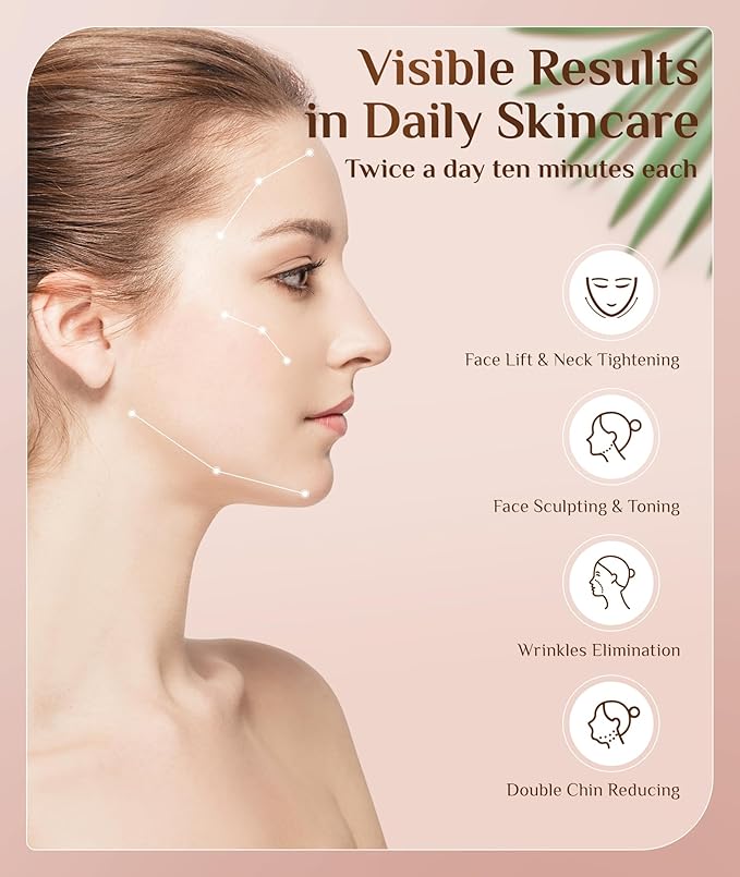 7 Color Galvanic Machines - Red Light Therapy for Face and Neck, Face Massager Tool for Wrinkles, Double Chin, Vibrating Facial Massager with Thermals, White-StrideForce Fitness