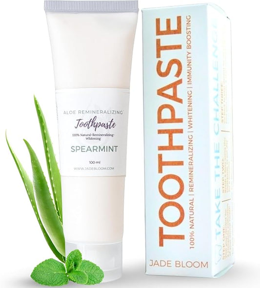 Aloe Vera Toothpaste Remineralizing Calcium Hydroxyapatite | Fluoride Free Oral Care | Natural Ingredients | 100ml, Spearmint