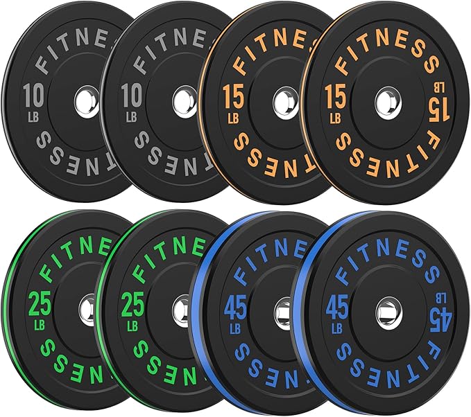 2 Inch Bumper Plates，10-500lbs，Barbell Rubber Olympic Weight Plates Set for Home Gym, Strength Training & Weight Lifting, Multiple Options Colors-StrideForce Fitness