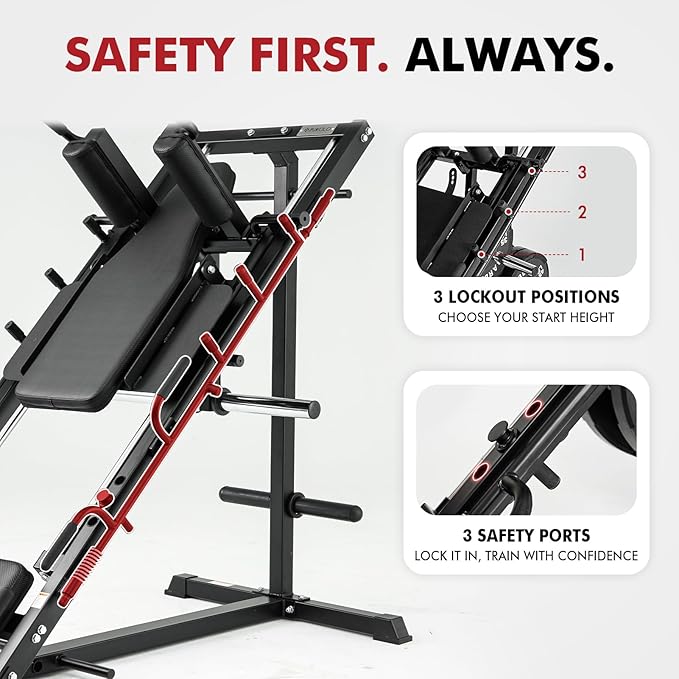 Mikolo Leg Press Hack Squat Machine Combo, Leg Press Machines for Home Gym with Linear Bearing, Hack Squat Machine with Rear and Front Band Pegs, Leg Machine for Full Range Leg Training-StrideForce Fitness