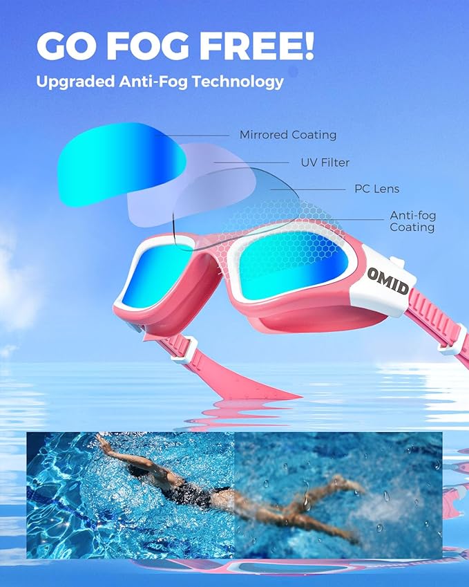 OMID Swim Goggles, P2 Polarized Swimming Goggles for Men Anti-fog Goggles Swimming for Adult Women-StrideForce Fitness