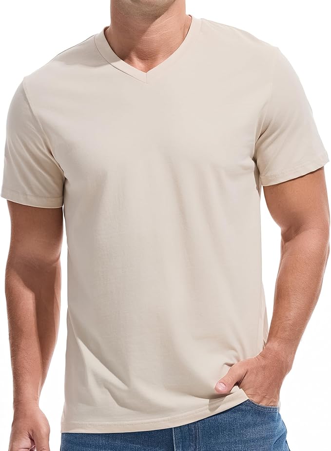 VEIISAR Premium V Neck T Shirts for Men - Modern Fitted Tees Vneck Undershirts-StrideForce Fitness