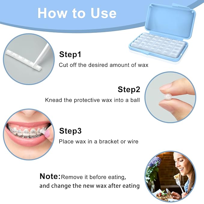 (10 Pack) Braces Wax-Dental Wax for Braces & Aligners,50 Premium Orthodontic Wax Strips-White