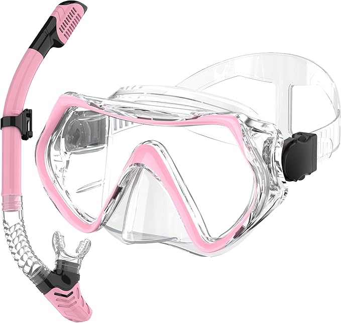 Snorkeling Gear, Dry Snorkel Set180° Panoramic Wide View,Anti-Fog Scuba Diving Mask, Professional Snorkeling Gear for Free Breathing, Swimming, Diving-StrideForce Fitness