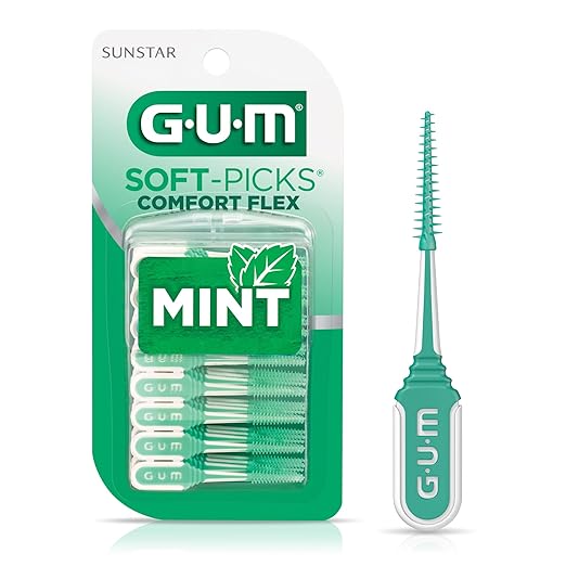 GUM Soft-Picks Comfort Flex, Easy to Use Dental Picks for Teeth Cleaning Health, Disposable Interdental Brushes with Convenient Carry Case, Dentist Recommended Dental Picks, Mint, 80 Count
