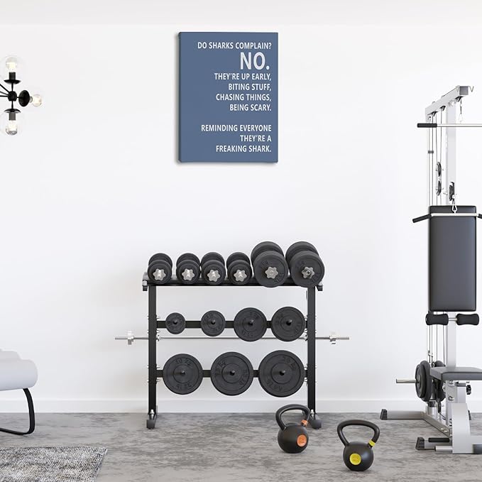 Rusenbao Gym Motivational Workout Wall Art, Home Gym Decor, Inspirational Workout Room Decor, Do Sharks Complain About Monday, Canvas Wall Art for Exercise Fitness Room Office, 11x14 inch(Blue)-StrideForce Fitness