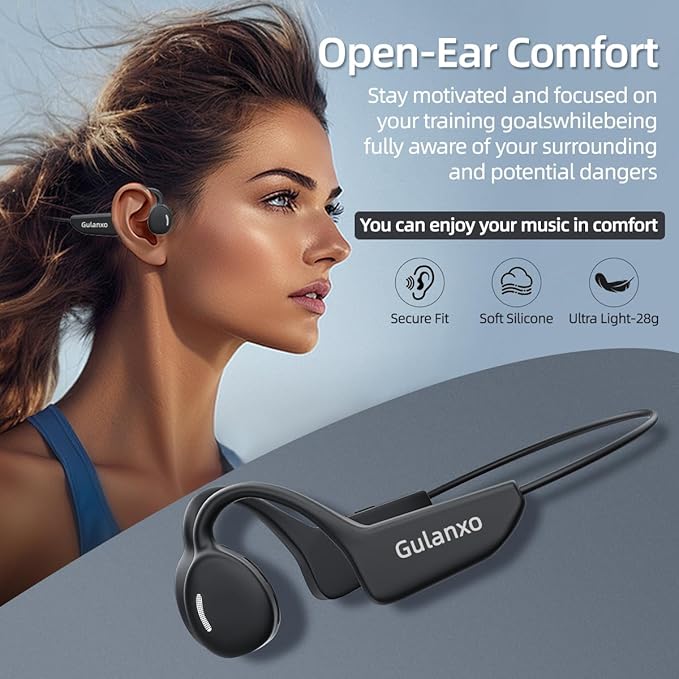 Open Ear Headphones, Open Wireless Earphones, 15HBluetooth Playback 5.3 Sports Earphones, Built-in Microphone, Suitable for Sports Running,Exercise (Black)-StrideForce Fitness