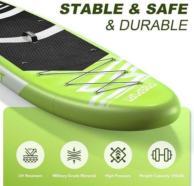 FBSPORT 11' Premium Stand Up Paddle Board, Yoga Board with Durable SUP Accessories & Carry Bag | Wide Stance, Surf Control, Non-Slip Deck, Leash, Paddle and Pump for Youth & Adult-StrideForce Fitness