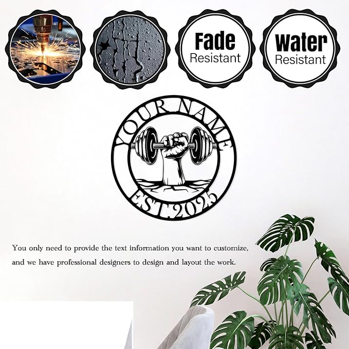 Personalized Metal Gym Sign, Custom Fitness Metal Wall Decor, Body Builder Lovers Gift, Gym Custom Unique Metal Wall Art, fitness room decor, home gym decor, gym wall art (Style-5)-StrideForce Fitness