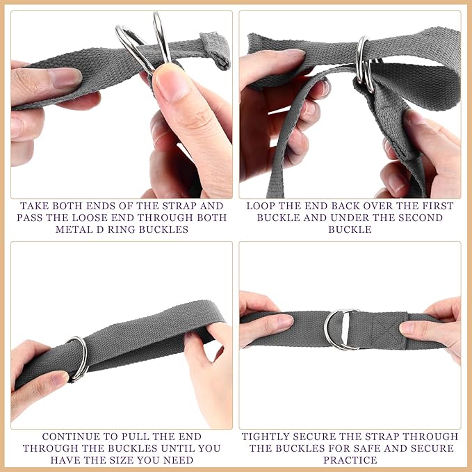 Leyndo 24 Pieces Yoga Strap Stretching Pilates Exercise Adjustable Straps 6 ft Non Elastic Yoga Belt with Adjustable D Ring Buckle for Pilates Gym Workouts Fitness-StrideForce Fitness