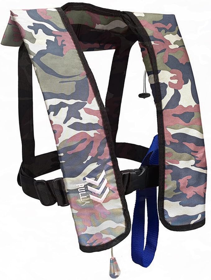 Manual Inflatable Life Jacket|Life Vest for Adults|PFD Low Profile|Supports up to 330 lbs(YSH700)-StrideForce Fitness