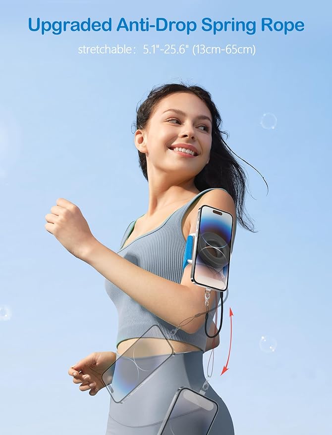 TOPGO Running Phone Holder for iPhone [360° Rotatable & Upgrade Anti-Drop] Magnetic Wrist Phone Holder, Armband Cell Phone Holder Compatible with magsafe iPhone 17 Pro Max and Android - Blue-StrideForce Fitness