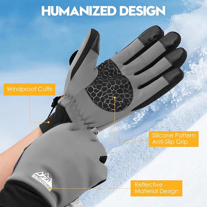 Bruvoalon Winter Gloves for Women & Men, 3M Thermal Insulation, Lycra Fabric, Windproof, Touchscreen, Anti-Slip, Cold Weather-StrideForce Fitness