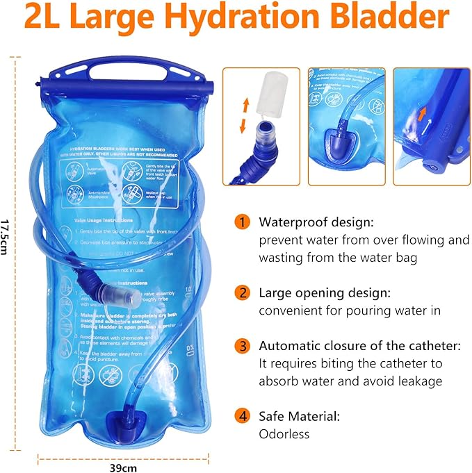 Hydration Backpack with 2L Hydration Bladder, Touch Phone Pocket, Compass, Whistle, Lightweight Breathable Reflective Running Water Backpack for Hiking Hydration Pack for Running Cycling-StrideForce Fitness