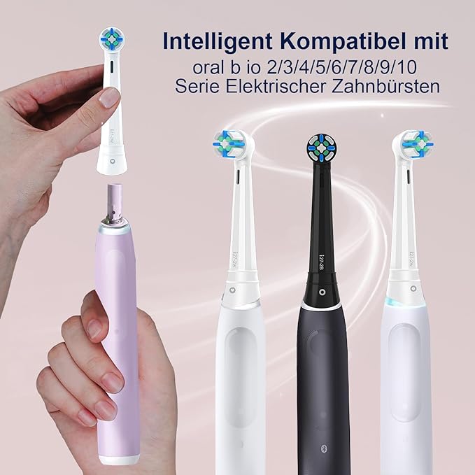 iO Replacement Heads Compatible with Oral B iO 2/3/4/5/6/7/8/9/10/Deep Clean Series Electric Toothbrush, Brush Heads Compatible with Oral B iO with Medium Bristles Care Your Teeth (8 Black/White)