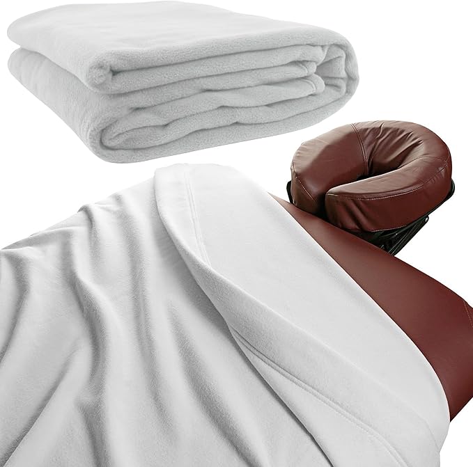 NRG Polar Fleece Blankets Fleece Massage Table Blanket - 60" x 86" - White - Ultra Soft, Warm & Comfortable - Lightweight Blanket Perfect for Most Massage Tables - Machine Washable-StrideForce Fitness