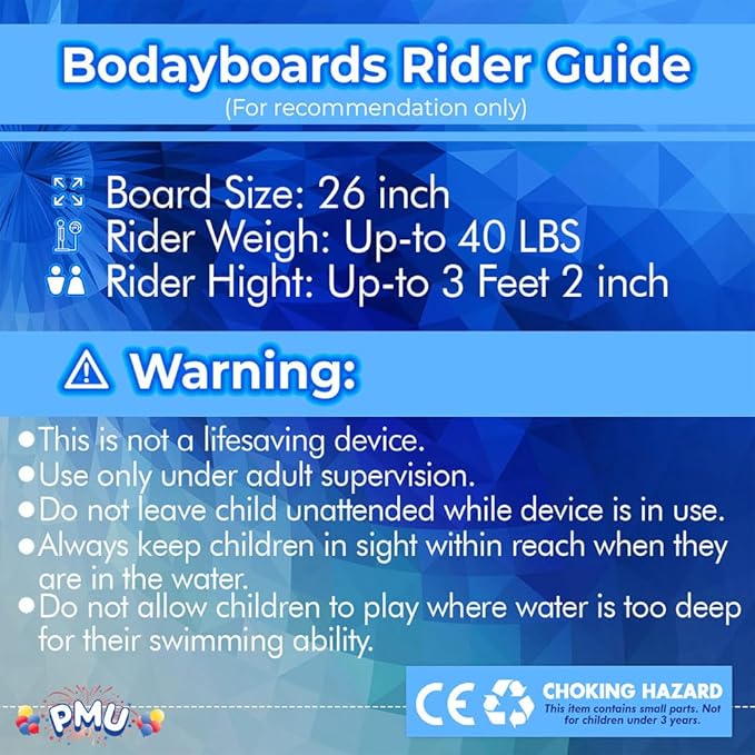 PMU 33 Inch Lizard Printed Bodyboard - Lightweight Wrist Leash Body Board for Beach, Sea & Pool - Surfing Board for Teens & Adults Wave Conditions-StrideForce Fitness