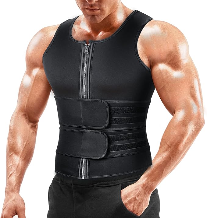 Sauna Vest Waist Trainer for Men - Mens Sauna Suit Double Sweat Belt Body Shaper for Gym Workout Exercise-StrideForce Fitness