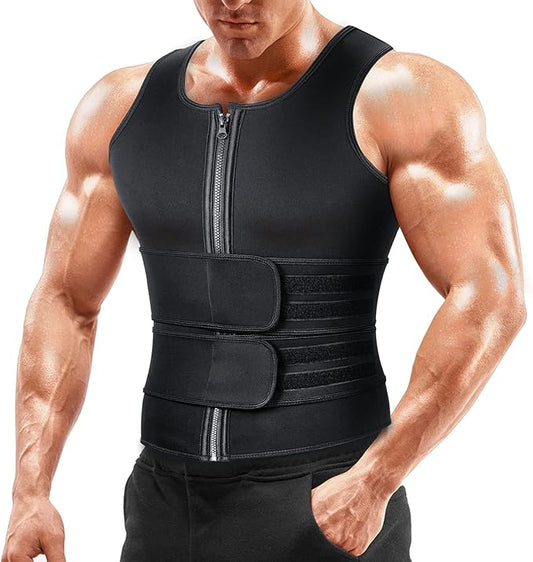 Sauna Vest Waist Trainer for Men - Mens Sauna Suit Double Sweat Belt Body Shaper for Gym Workout Exercise-StrideForce Fitness