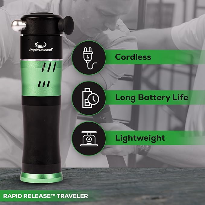 Rapid Release Traveler Cordless Handheld Muscle Massager – Rechargeable Compact Massager – Portable Massager for Face, Feet, Neck, Hands, TMJ – for Fitness and Health Enthusiasts-StrideForce Fitness