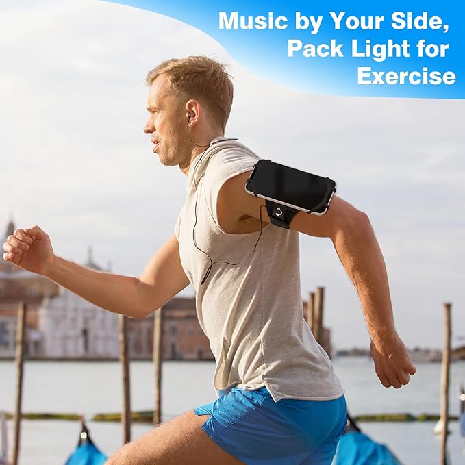 MoKo Running Armband 360°Rotatable for iPhone 16 15 14 13 Pro Max Plus Samsung Galaxy Note S24 S23 Fits Smartphones Over 5.8'', Detachable Armband Phone Holder for Running Biking with Key Holder-StrideForce Fitness