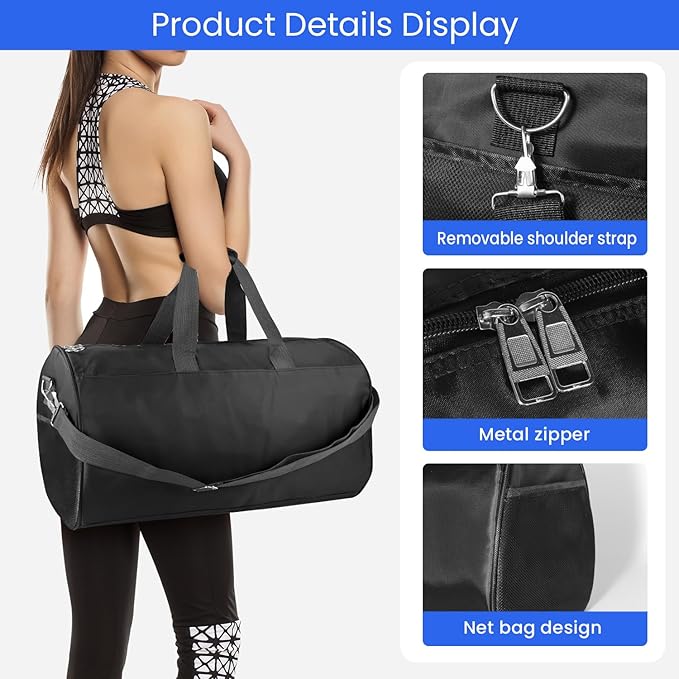 C&F BOGMOST Small Gym Bag for Travel & Duffel - 20 Inch Lightweight Carry On Bag for Men & Women, Mini Duffel Bag,Perfect for Sports, Weekend Trips, and Overnight Stays, Beige-StrideForce Fitness