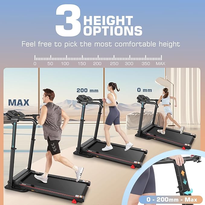 Treadmill with Desk Workstation & Adjustable Height, 300 LBS Weight Capacity, Folding Treadmill with 3 Level Incline, Bluetooth Speaker & App, Portable 2.5HP Walking Pad with Desktop for Home Office-StrideForce Fitness