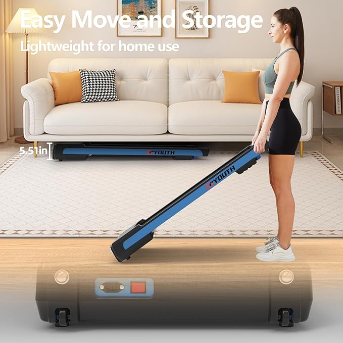 GOYOUTH 2 in 1 Under Desk Electric Treadmill Motorized Exercise Machine with Wireless Speaker, Remote Control and LED Display, Walking Jogging Machine for Home/Office Use-StrideForce Fitness