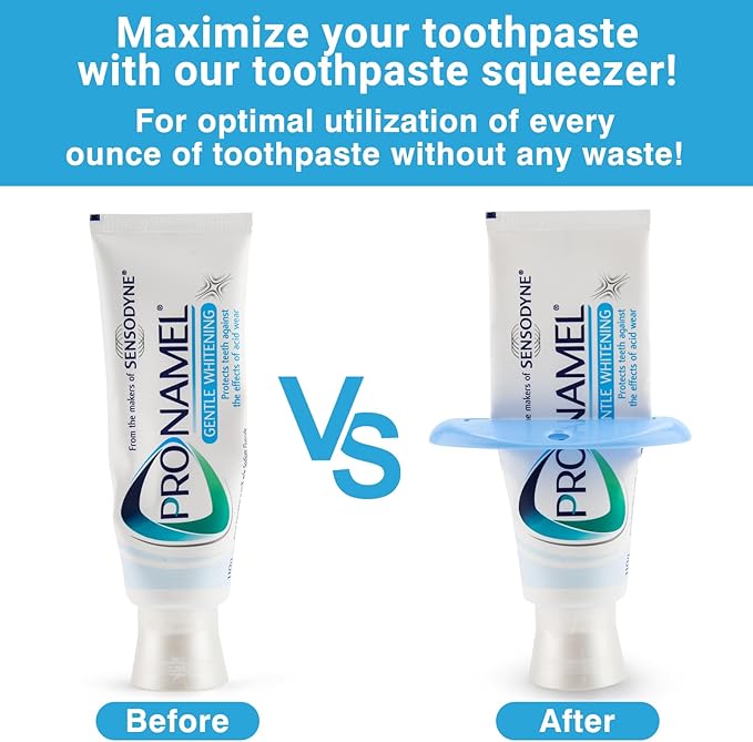 Self-Closing XXL Toothpaste Caps 3-Pack White, Sensodyne Pronamel Compatible by Tilcare - No Waste Cap Dispensers for Easy Use - Mess-Free Toothpaste Lids - Food Grade Silicone & BPA-Free Toppers