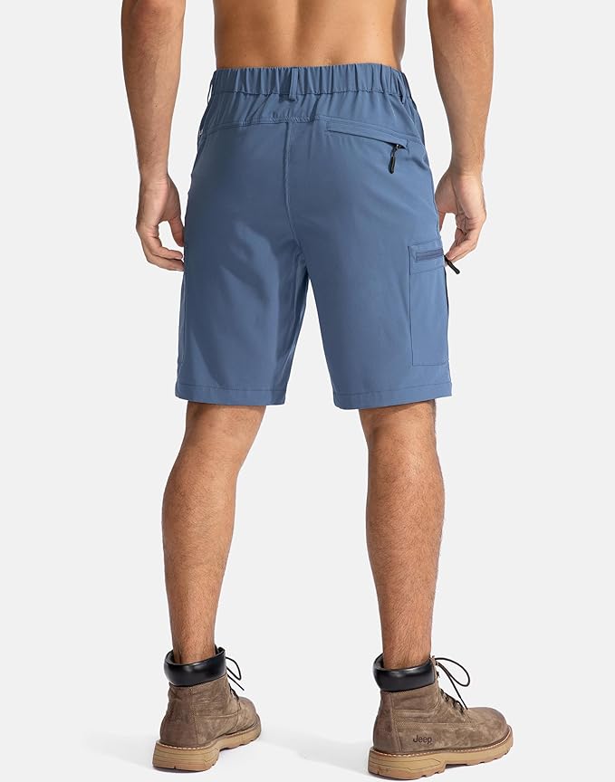 Pudolla Men's Hiking Cargo Shorts 9" Lightweight Outdoor Work Shorts for Men Travel Golf Camping Casual with 5 Zipper Pockets-StrideForce Fitness