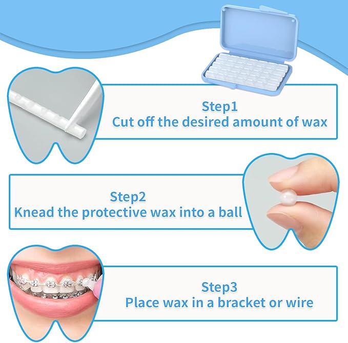 Dental Wax for Braces,Orthodontic Wax for Braces with 2 PCS Scraper Kit(4 PCS)