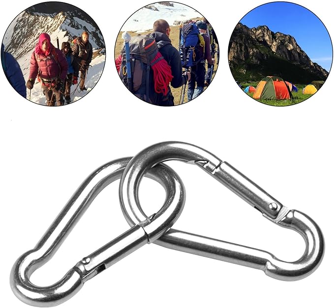 Spring Snap Hooks M5 M6 M8 M10 Carabiner Heavy Duty Carabiner Clips Galvanized Steel Quick Links Caribiniers Hammocks Hooks for Camping Hiking Outdoor Swing Pet Leash Gym-StrideForce Fitness