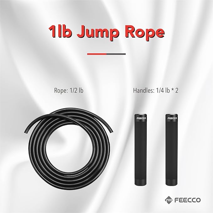 FEECCO Weighted Jump Rope - Heavy PVC Ropes with Metal Handles and Ball Bearings-StrideForce Fitness