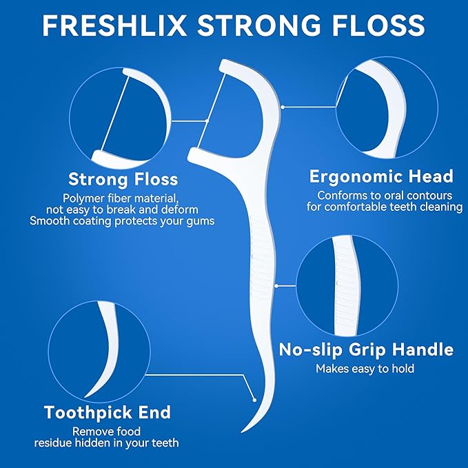 Dental Floss Picks 500 Count Tooth Picks Flossers Gen 5 Toothpicks Sticks to Remove Plaque & Protect Gingivae for Adults & Kids Teeth Cleaning