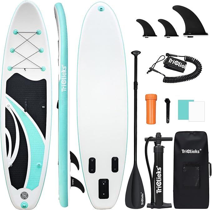 10' Inflatable Stand Up Paddle Board, Ultra-Light Wide Yoga Board for All Skill Levels with Premium SUP Paddleboard Accessories, 84L Waterproof Bag, Non-Slip Comfort Deck for Youth & Adults-StrideForce Fitness